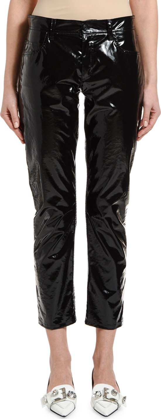 Nº21 Vinyl-Effect Five-Pocket Cropped Jeans