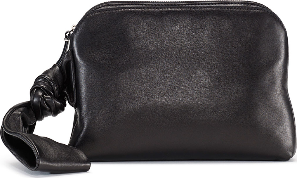 THE ROW Zip-Top Leather Wristlet Bag