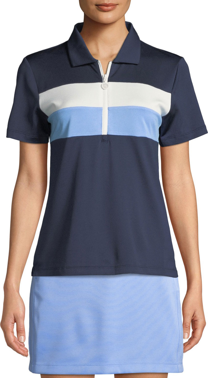 Tory Sport Tech Pique Colorblock Quarter-Zip Activewear Polo