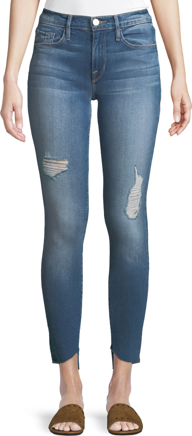 FRAME DENIM Le Skinny de Jeanne Reverse-Cascade Hem Jeans