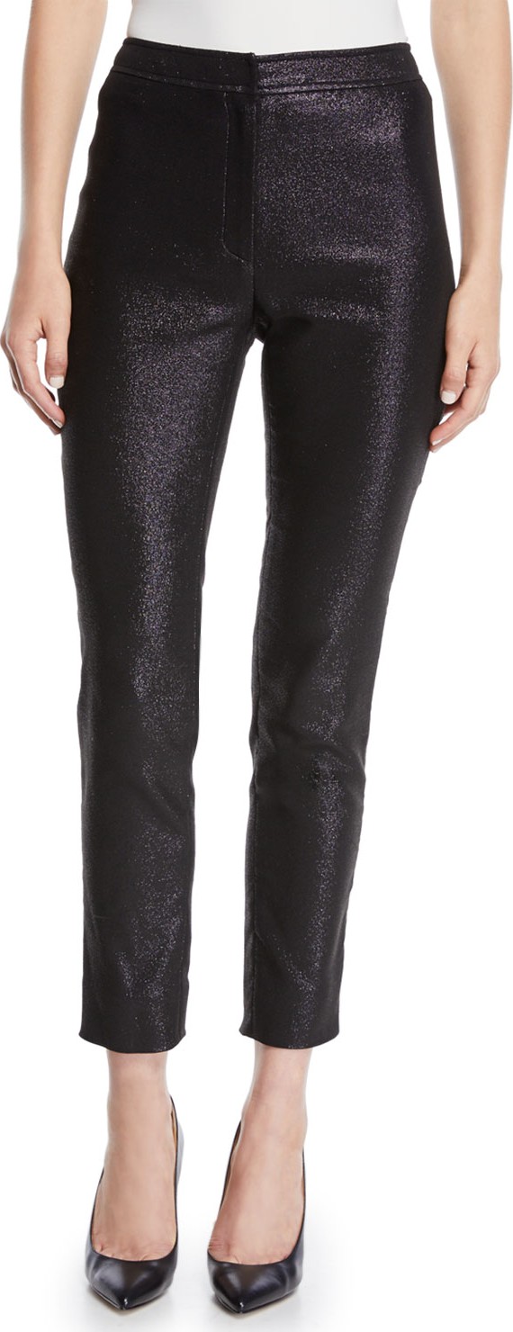 Zac Posen Mid-Rise Metallic Cigarette Pants