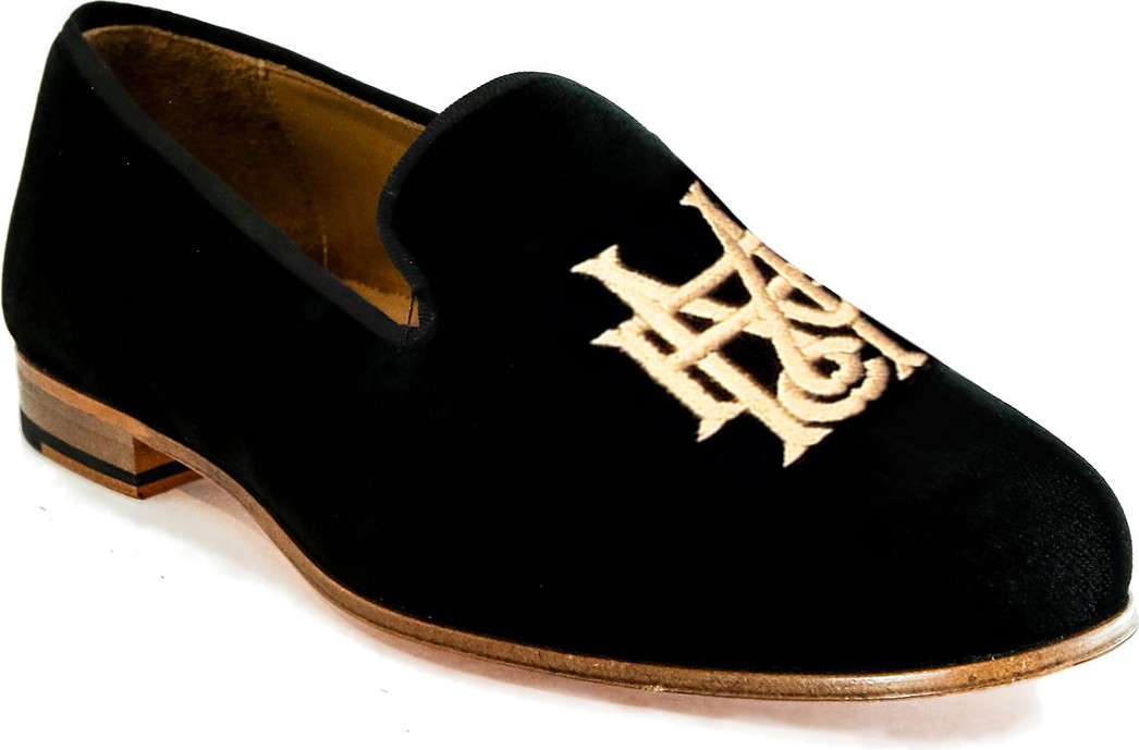 Romero + McPaul Men's Embroidered Velvet Loafers