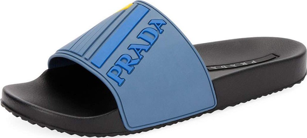 Prada Men's Logo Rubber Slide Sandals