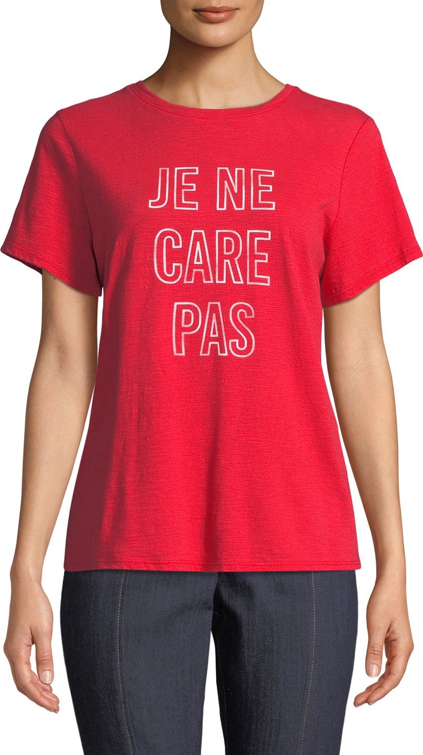 Cinq A Sept Je Ne Care Pas Short-Sleeve Graphic Tee