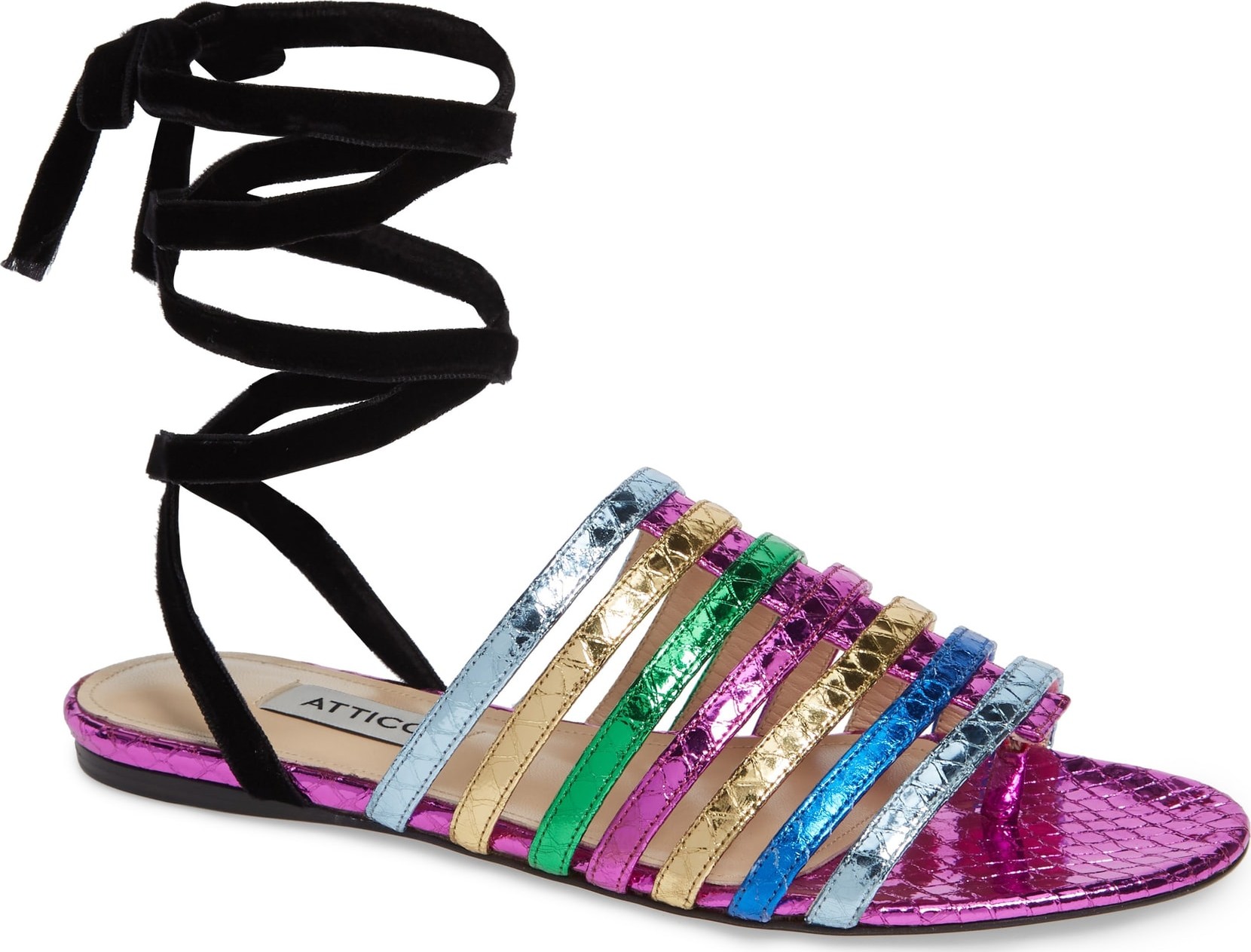 Attico Chiara Rainbow Ankle Wrap Sandal