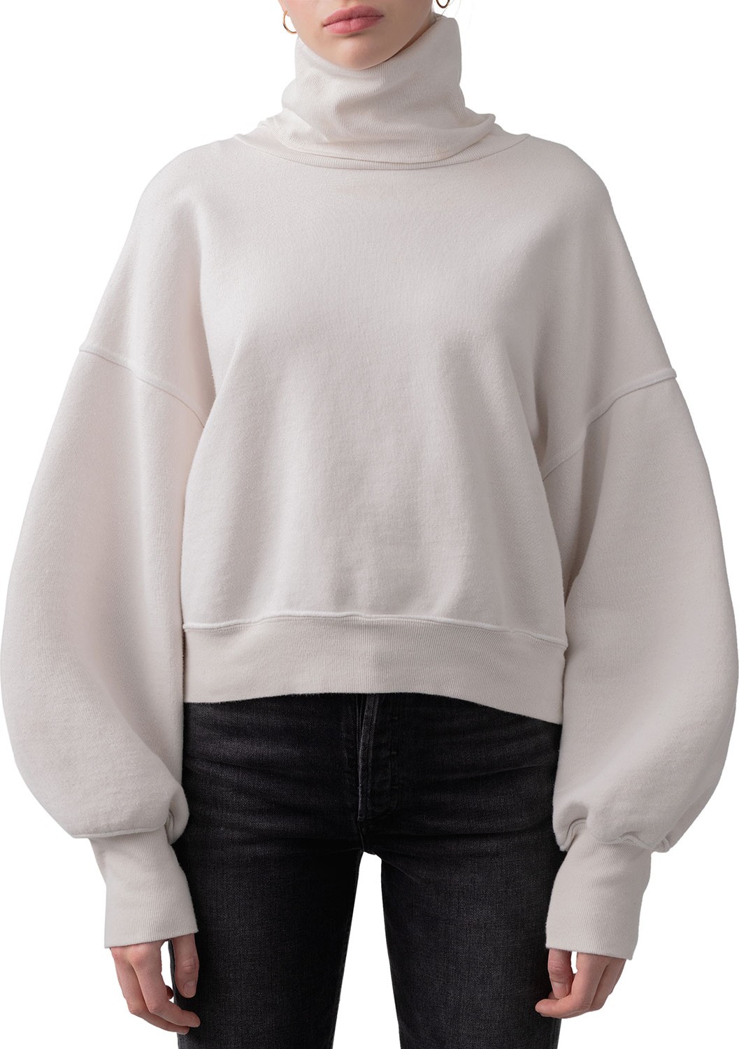 Agolde Balloon-Sleeve Turtleneck Cotton Sweatshirt