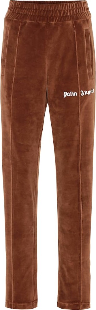Palm Angels Logo velour trackpants
