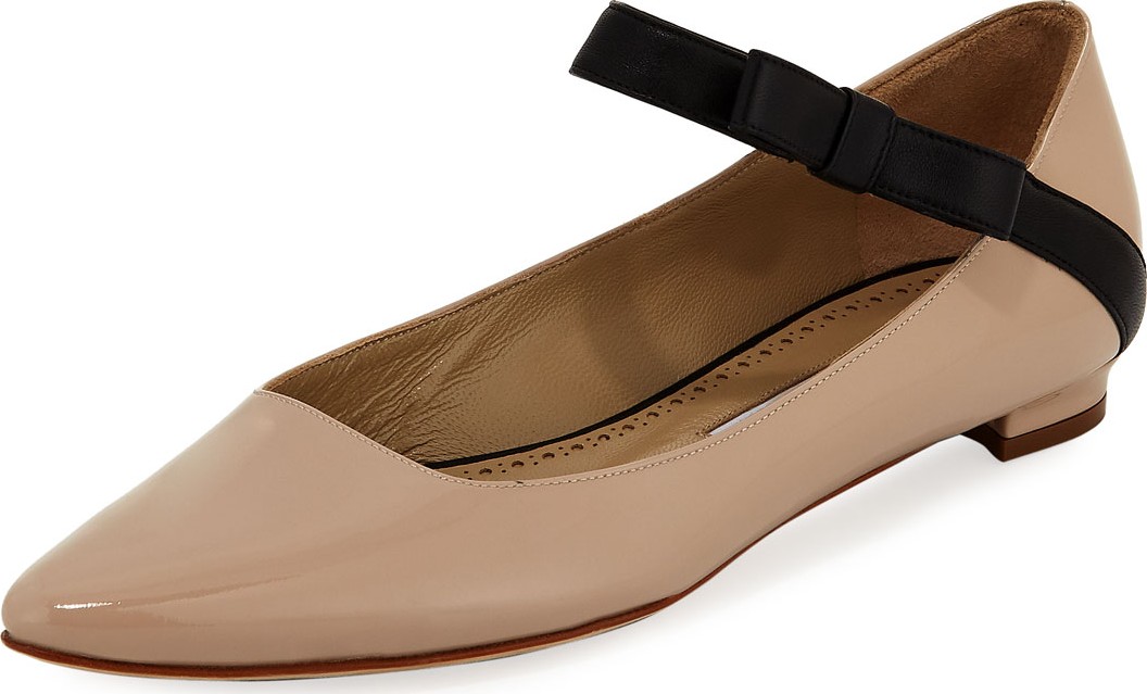 Manolo Blahnik Immaculada Leather Mary Jane Flat
