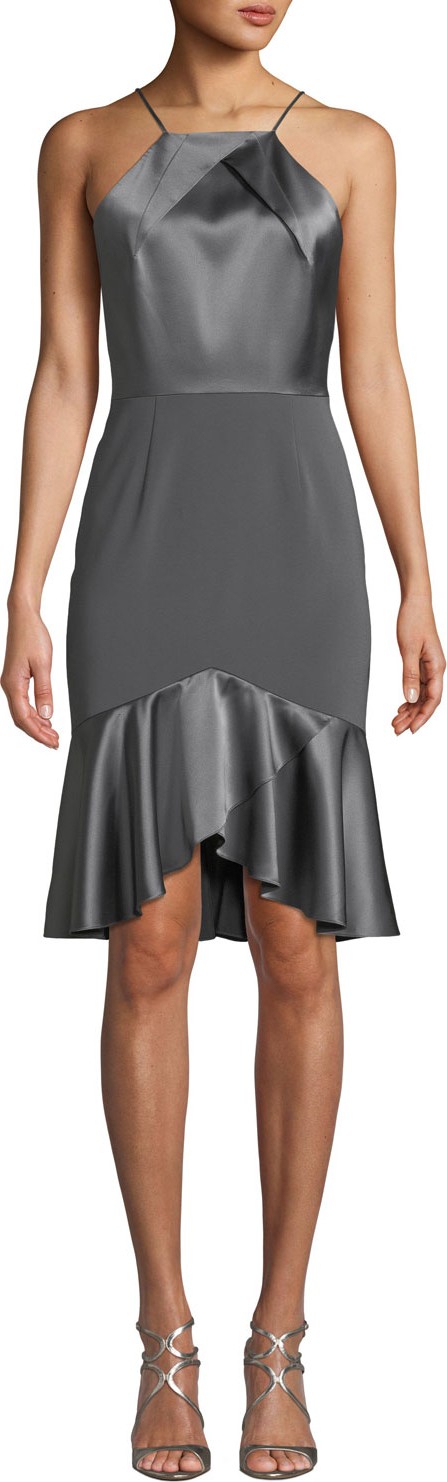 Elie Tahari Bella High-Low Satin Cocktail Dress Elie Tahari Bella High-Low Satin Cocktail Dress