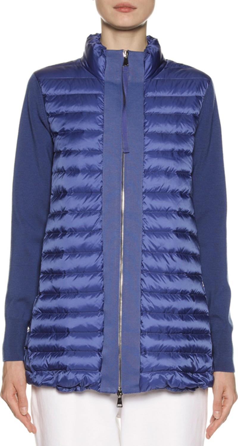 Moncler Long Knit & Down Combo Cardigan