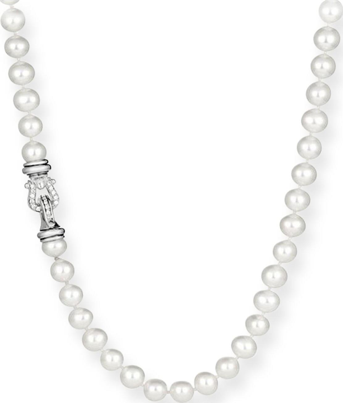 David Yurman Pearl Necklace with Diamonds, 24"