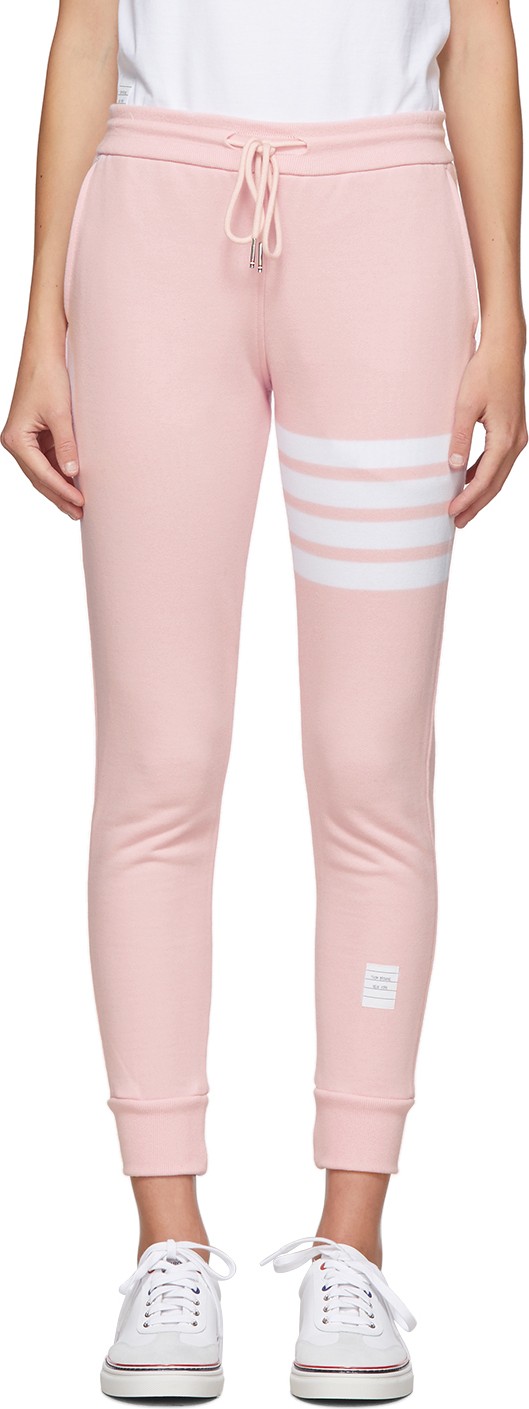 Thom Browne Pink Classic Loopback 4-Bar Lounge Pants