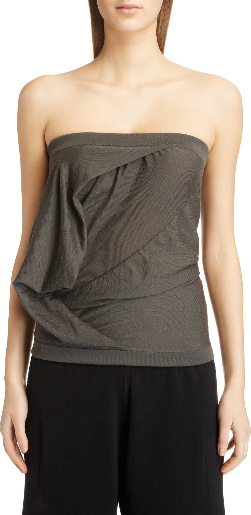 Rick Owens Draped Cashmere Blend Strapless Top