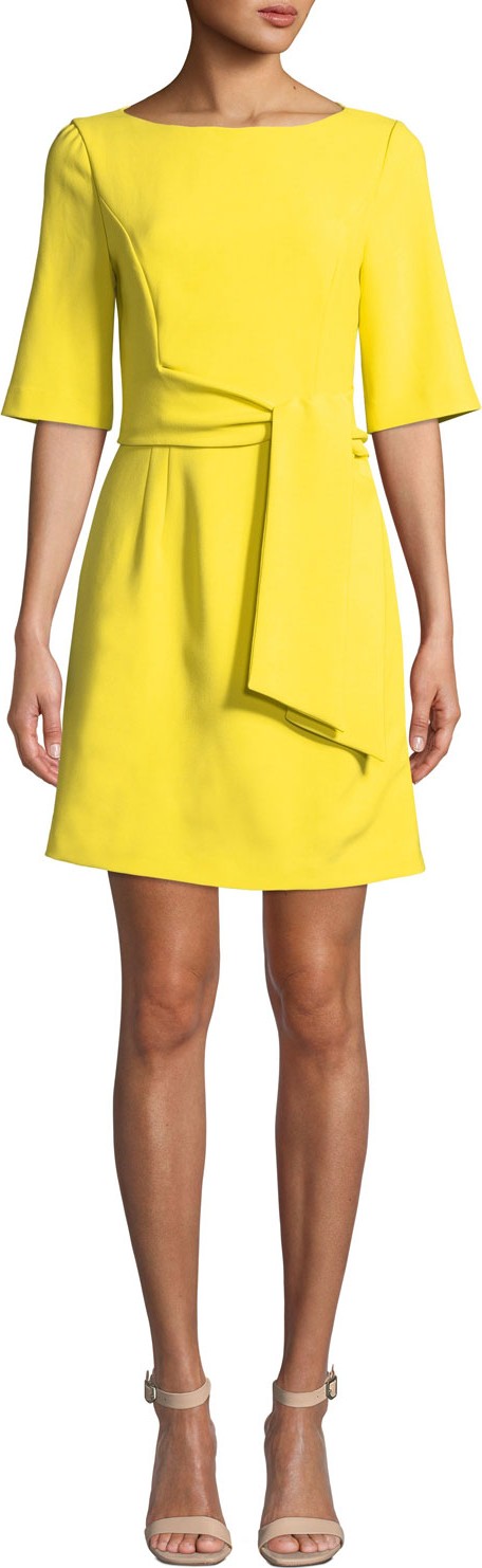 Alice + Olivia Virgil Boat-Neck Dress with Wrap Belt