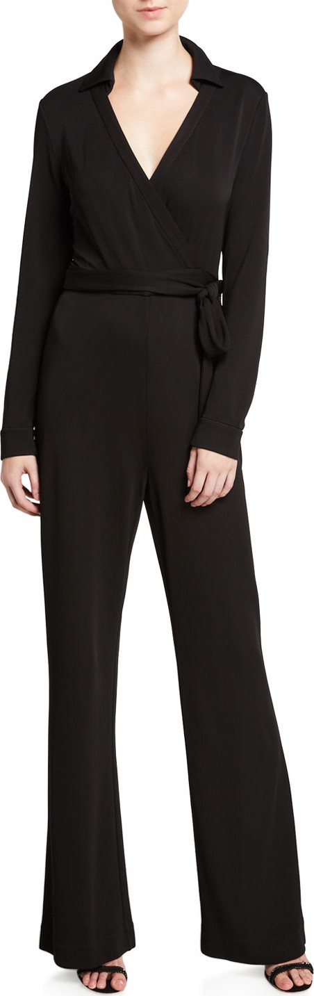DIANE von FURSTENBERG Aries Jersey Shirt-Bodice Jumpsuit