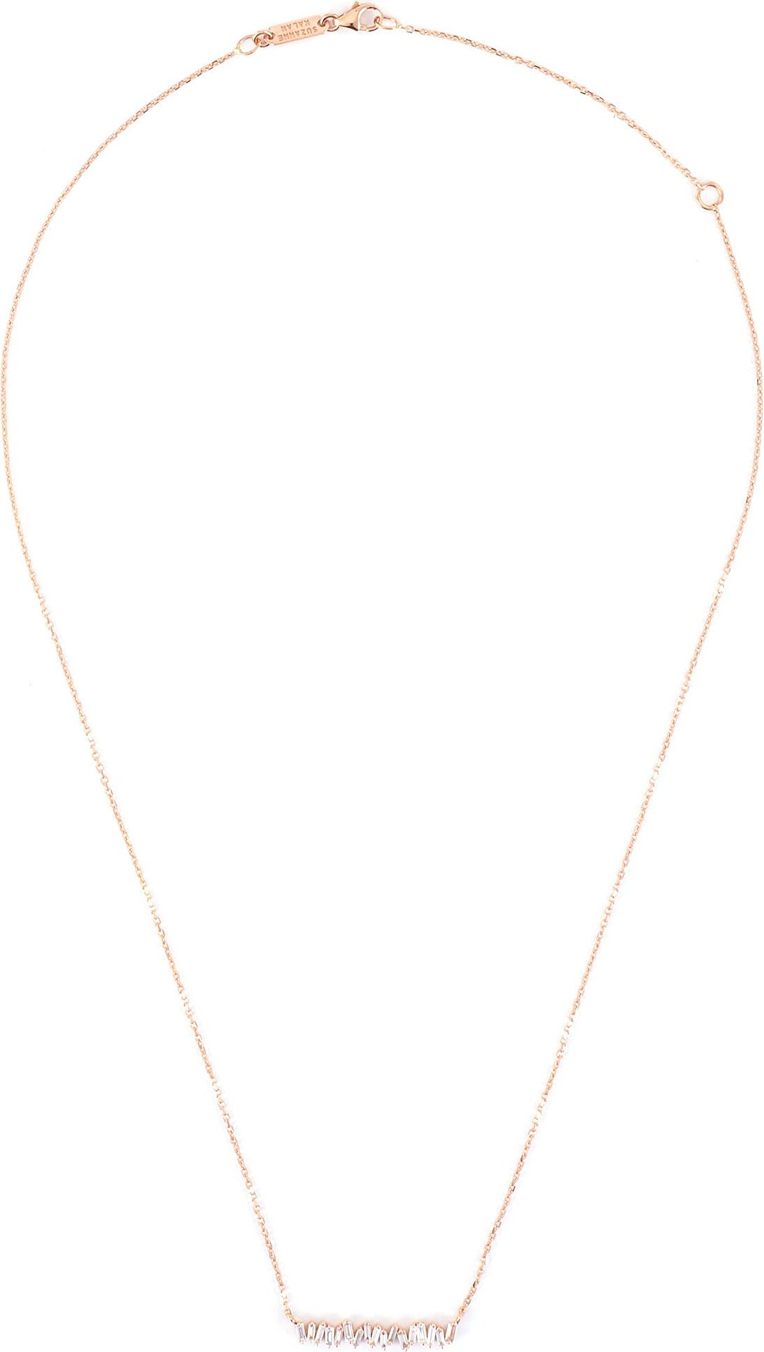 Suzanne Kalan Diamond 18k rose gold bar necklace
