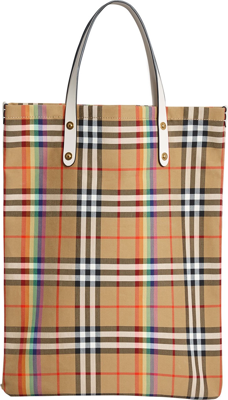 Burberry London England Vintage Check Rainbow Medium Shopper Tote Bag