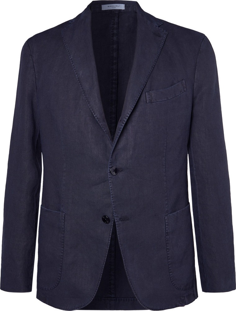 Boglioli Green K-Jacket Slim-Fit Unstructured Linen Suit Jacket