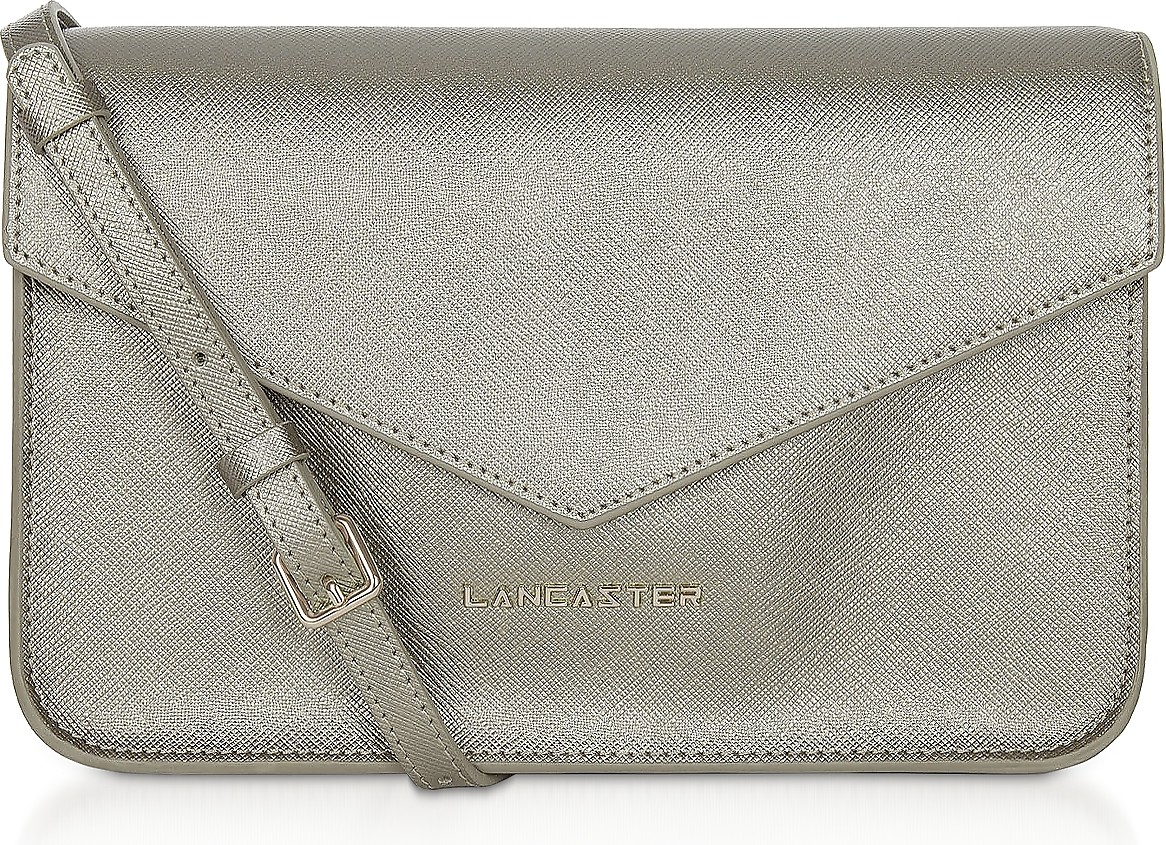 Lancaster Adeline Saffiano Leather Flap Clutch w/Shoulder Strap