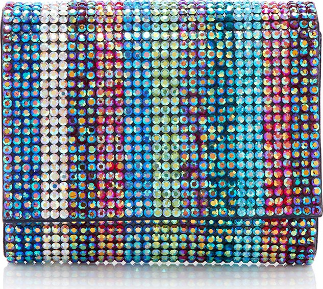 Judith Leiber Fizzy Fullbead Multicolored Crystal Clutch Bag