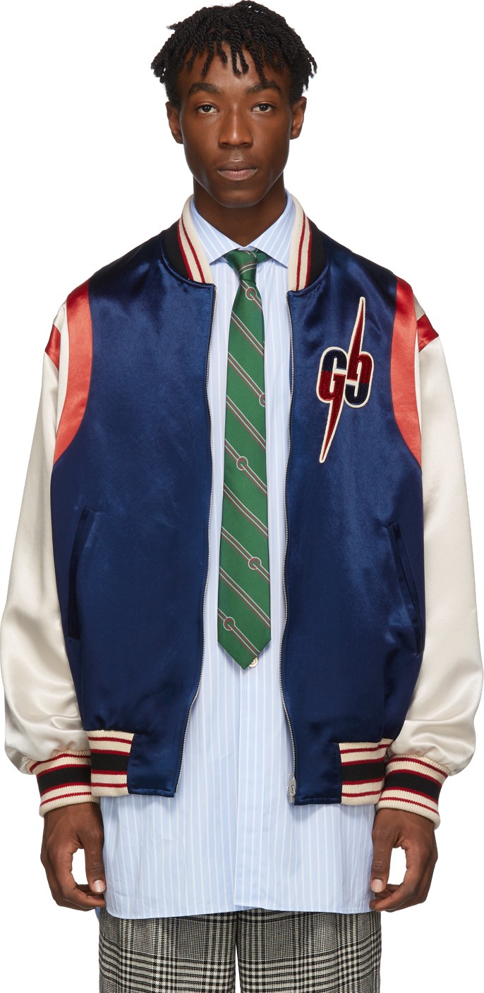 Gucci Blue GG Blade Bomber Jacket