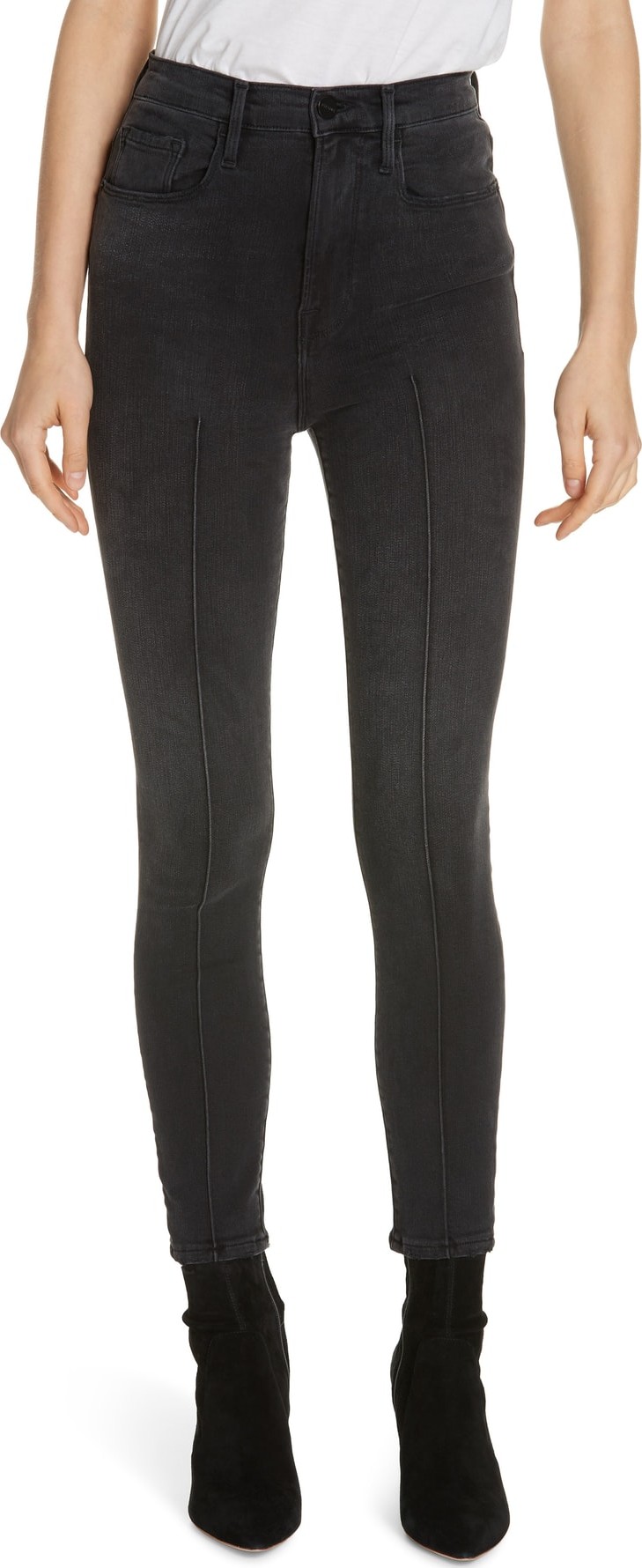 FRAME DENIM Ali Pintucked High Waist Skinny Crop Cigarette Jeans