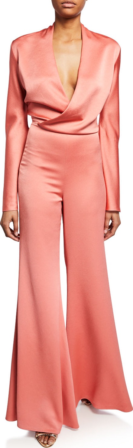 Alexis Raine Flared Satin Jumpsuit