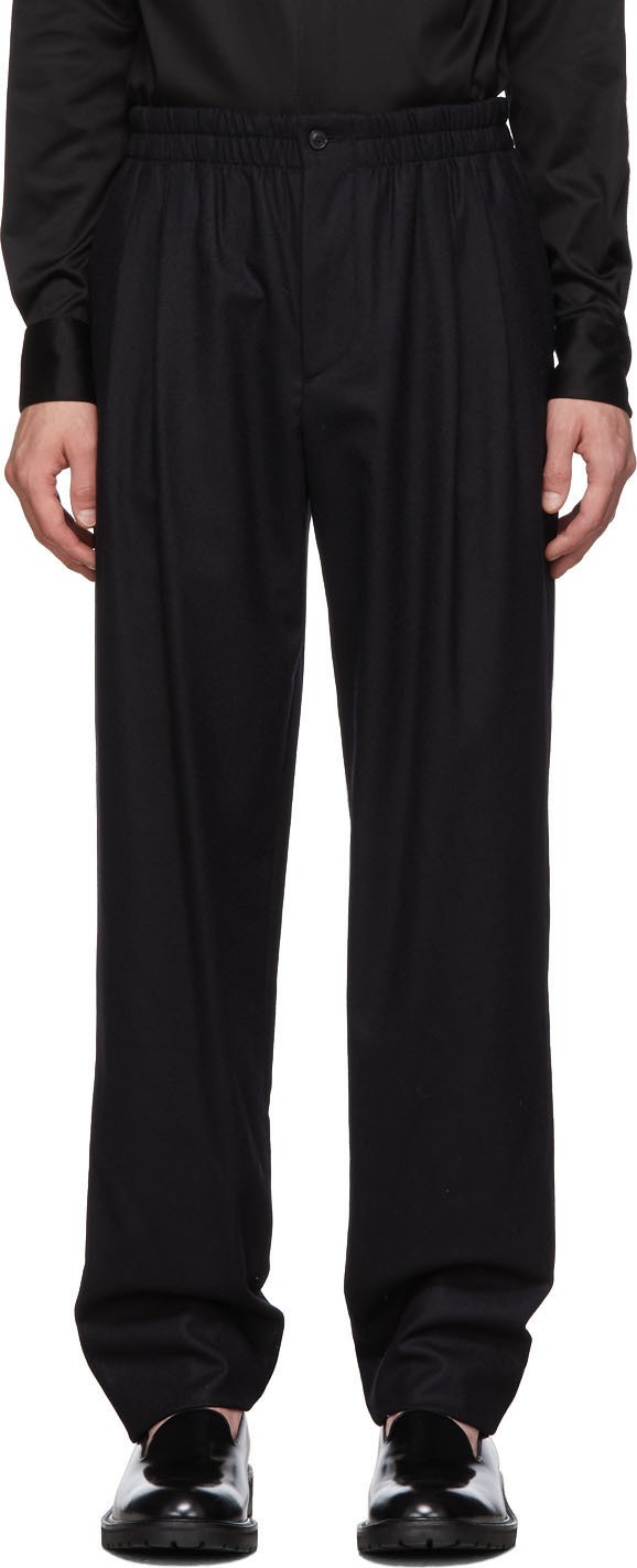 Giorgio Armani Navy Pleated Trousers
