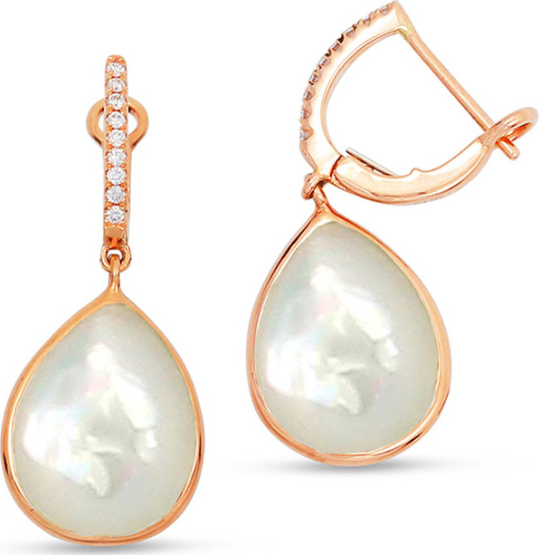 Frederic Sage White Mother-of-Pearl Drop Earrings in 18K Rose Gold
