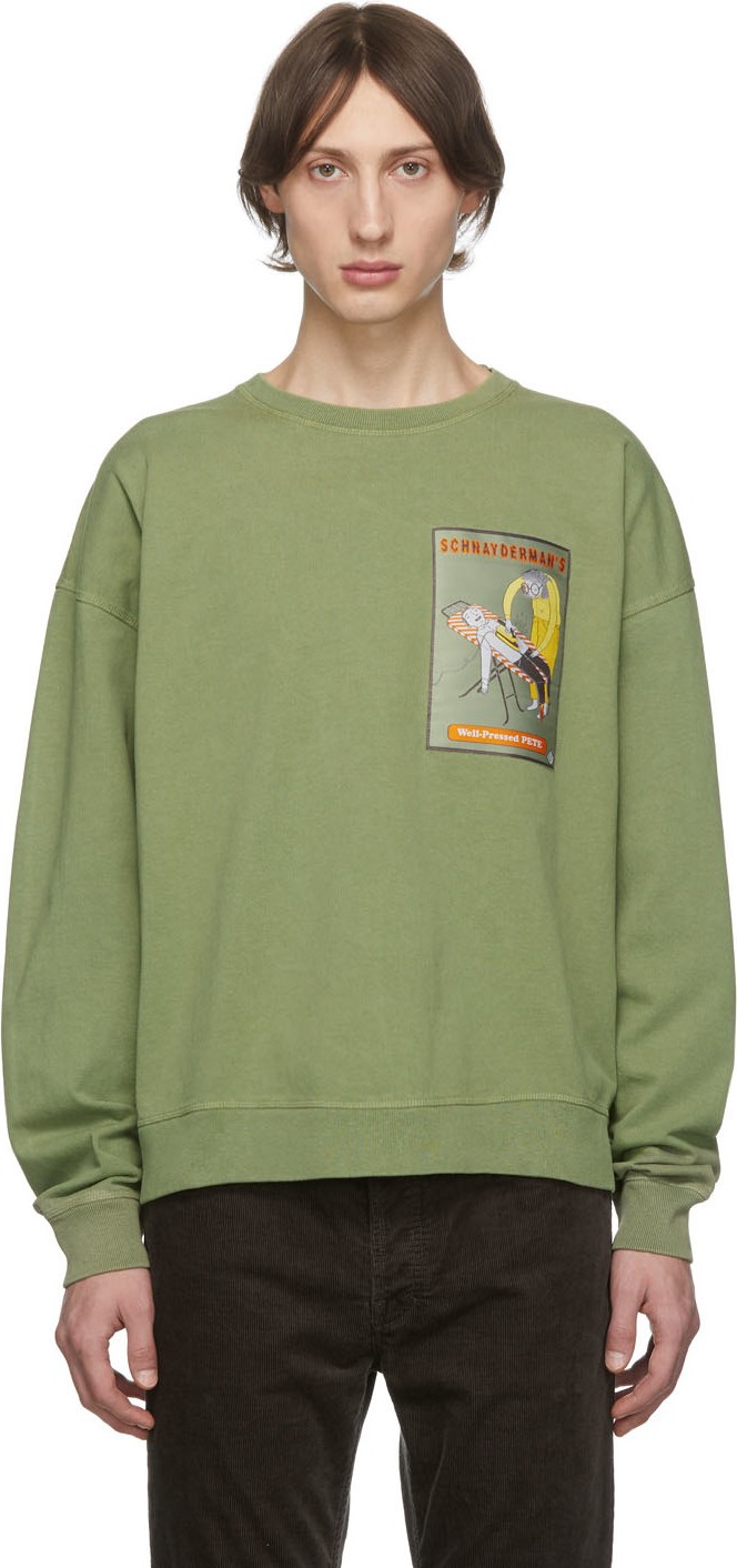 Schnayderman's Green Oversized 'Well-Pressed Pete' Sweatshirt