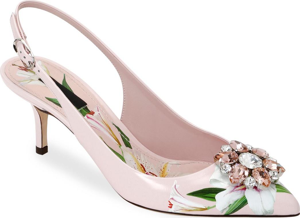 Dolce & Gabbana Flower Leather Slingback Pumps