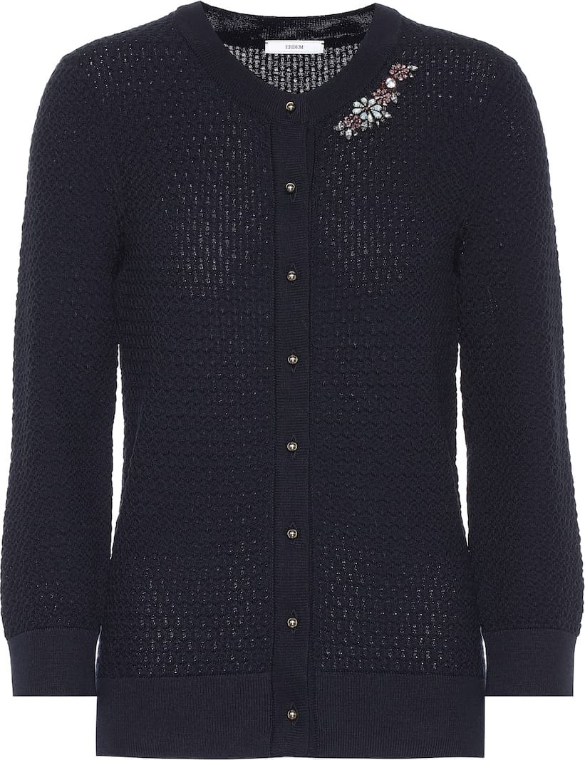 Erdem Franklin embellished wool cardigan