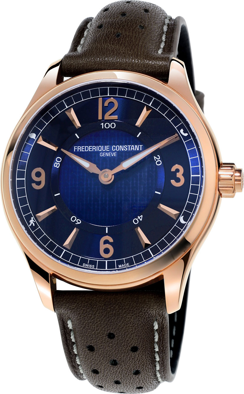 Frederique Constant 42mm Horological Smart Watch with Leather Strap, Brown/Blue