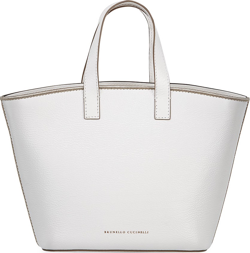 Brunello Cucinelli Glossy Calf Small Shopper Tote Bag Brunello Cucinelli Glossy Calf Small Shopper Tote Bag