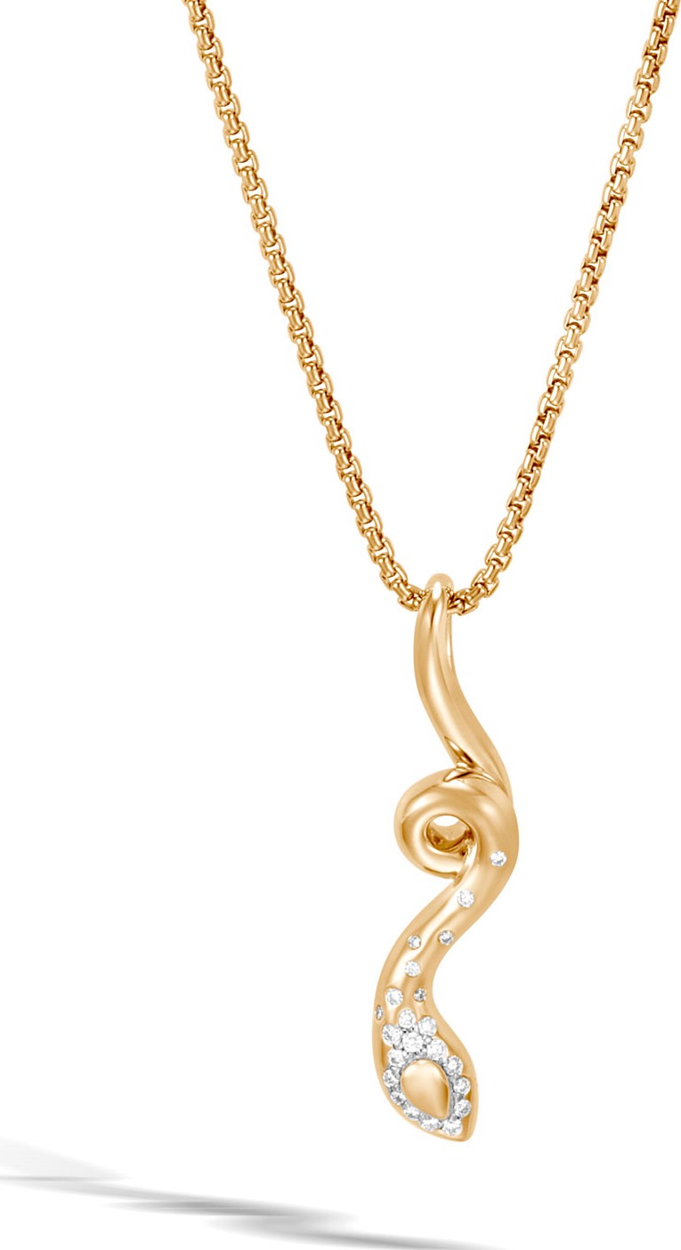 John Hardy 18k Gold Legends Cobra Diamond Pull-Through Necklace