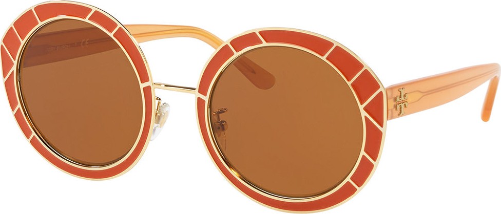 Tory Burch Round Double-T Metal Sunglasses