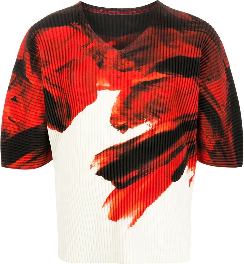 Homme Plissé Issey Miyake Abstract-print ribbed T-shirt