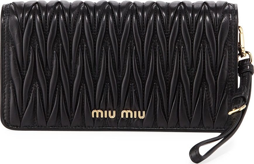 Miu Miu Matelasse Wallet On A Chain Tech Case