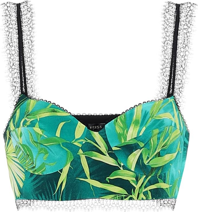 Versace Printed silk bralette