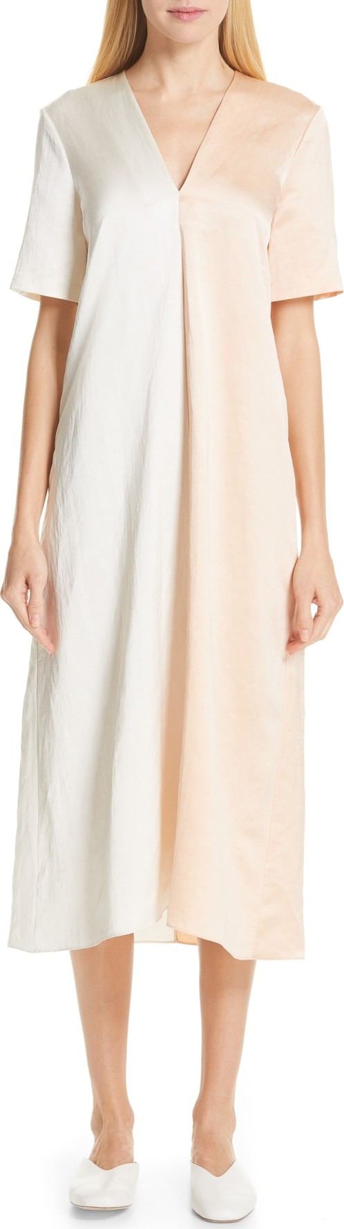 Partow Two-Tone Sateen Midi Dress