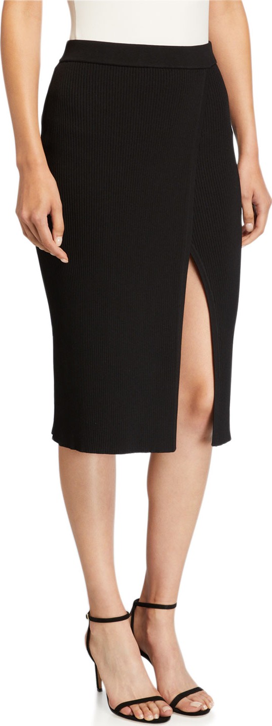 Jonathan Simkhai Deep Rib Wrap Skirt with Slit