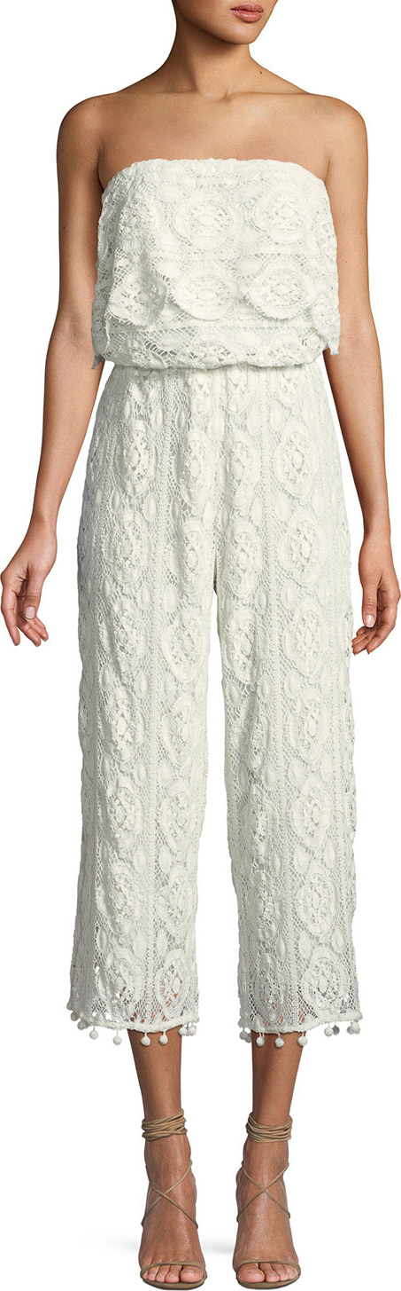 Saylor Kenzie Embroidered Crochet Lace Jumpsuit