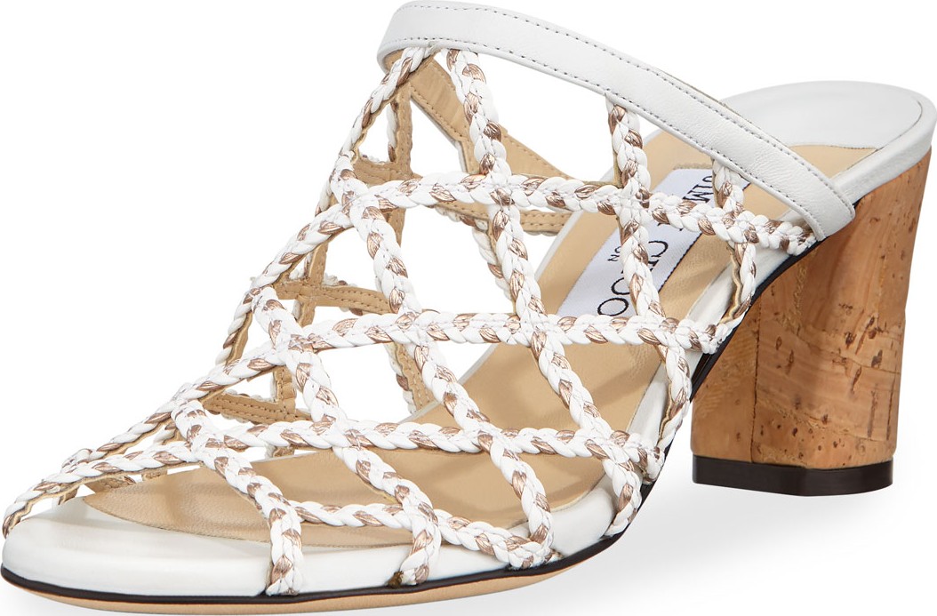 Jimmy Choo Dean Braided Rope Cutout Slide Sandals