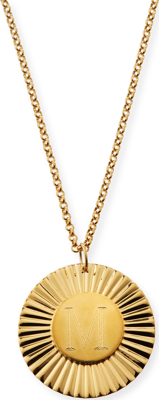 Jennifer Zeuner Jewelry Iris Rudy Engraved Initial Pendant Necklace
