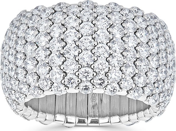 ZYDO 18k White Gold Diamond Stretch Ring, Size 7