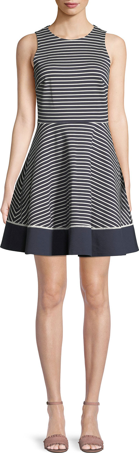 Kate Spade New York sleeveless stripe ponte mini dress