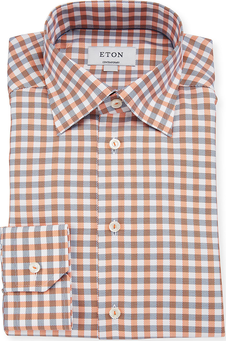 Eton Contemporary-Fit Large-Tattersall Dress Shirt