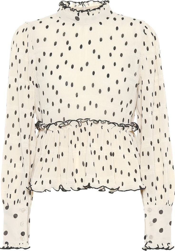 Ganni Dotted georgette blouse