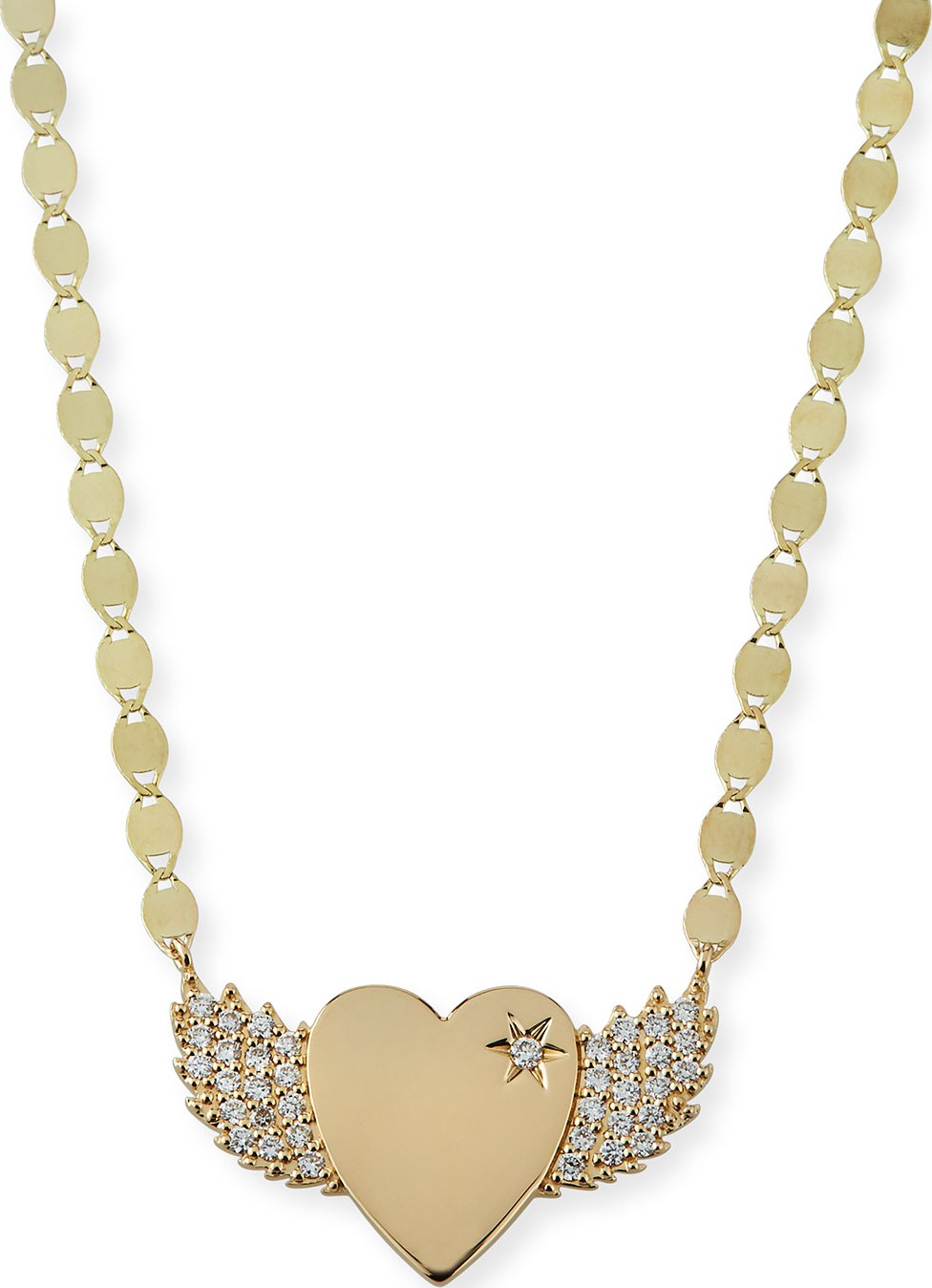 Lana 14k Small Diamond Wing Heart Pendant Necklace