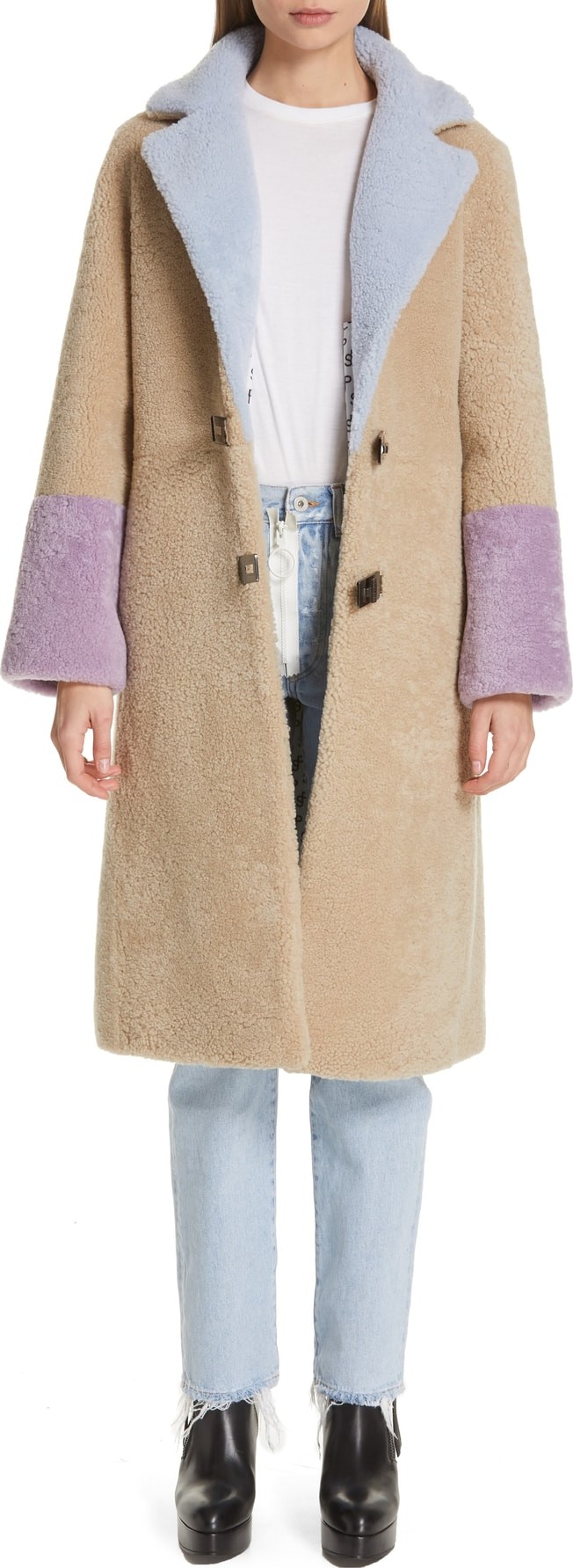 Saks Potts Febbe Buckle Closure Genuine Shearling Coat